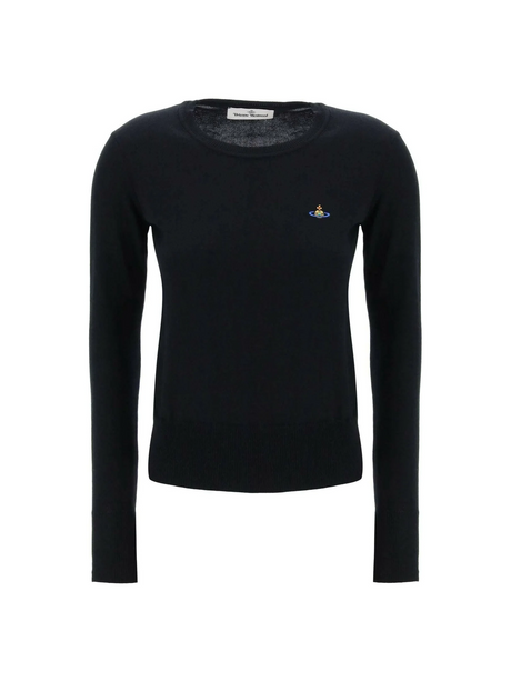 Black Cotton Crew-Neck Pullover With Embroidered Logo VIVIENNE WESTWOOD JOHN JULIA.