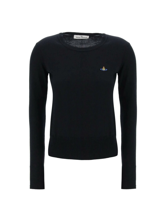 Black Cotton Crew-Neck Pullover With Embroidered Logo VIVIENNE WESTWOOD JOHN JULIA.