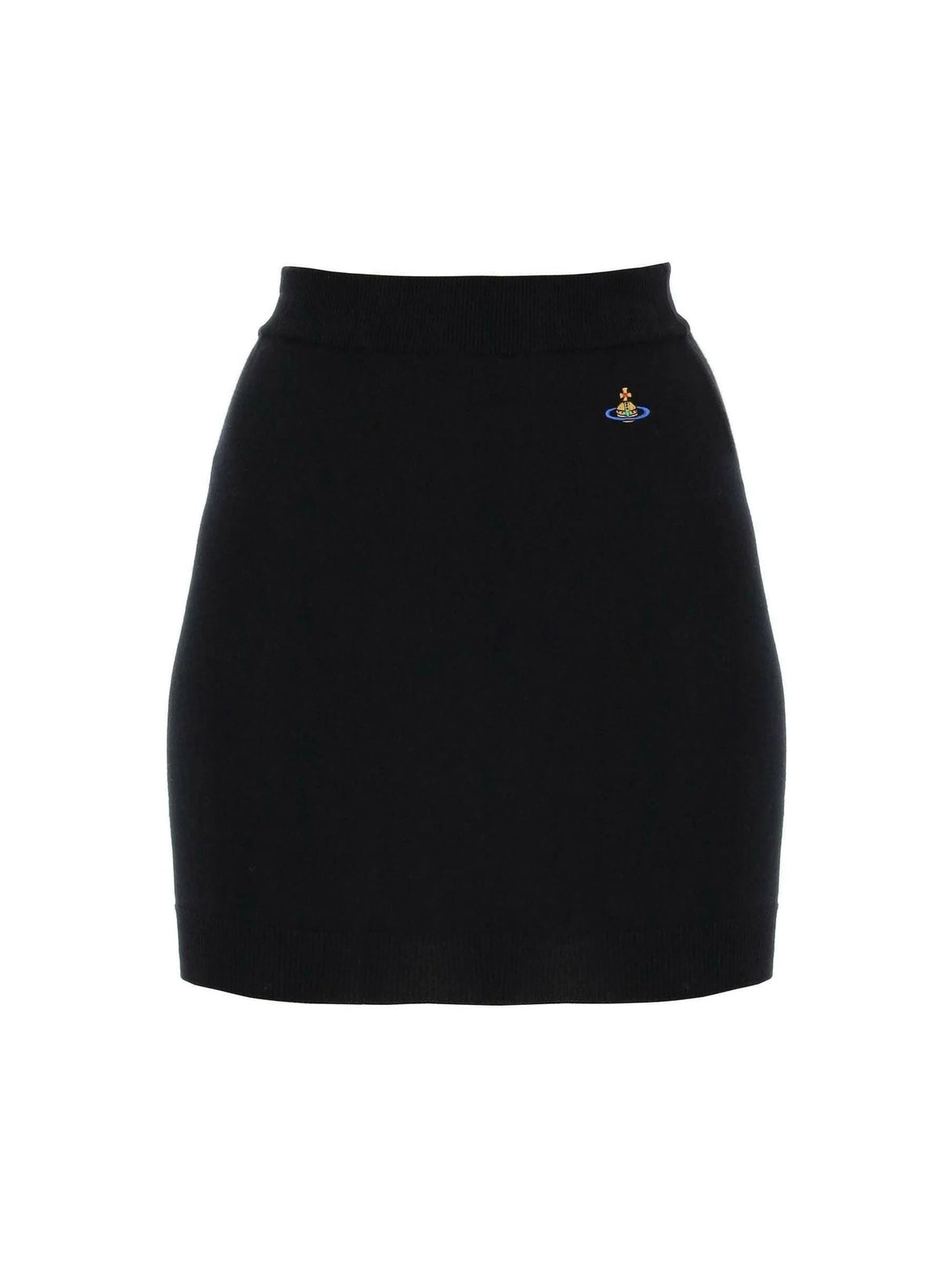 Black Embroidered Orb Cotton Bea Mini Skirt VIVIENNE WESTWOOD JOHN JULIA.