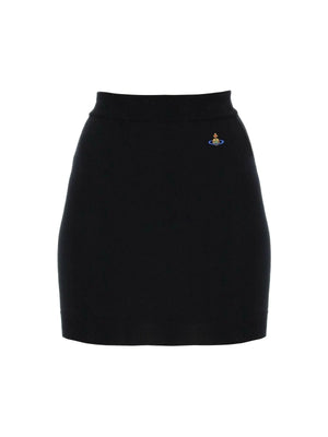 Black Embroidered Orb Cotton Bea Mini Skirt VIVIENNE WESTWOOD JOHN JULIA.