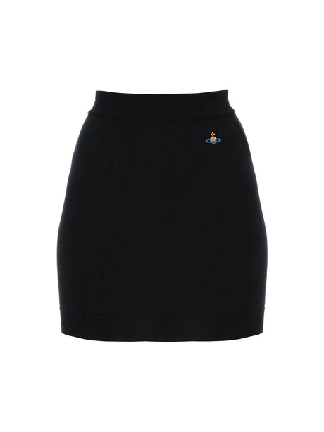 Black Embroidered Orb Cotton Bea Mini Skirt VIVIENNE WESTWOOD JOHN JULIA.