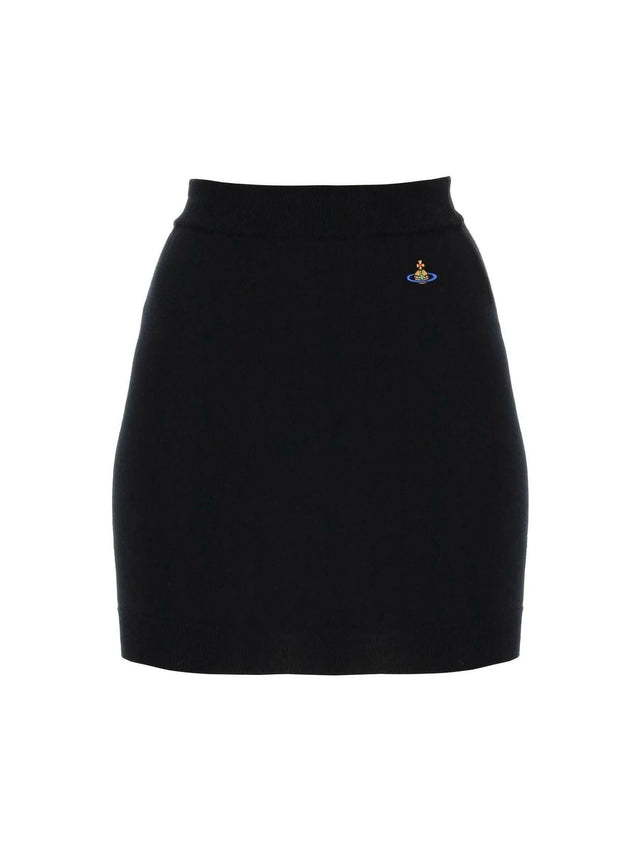 Black Embroidered Orb Cotton Bea Mini Skirt VIVIENNE WESTWOOD JOHN JULIA.