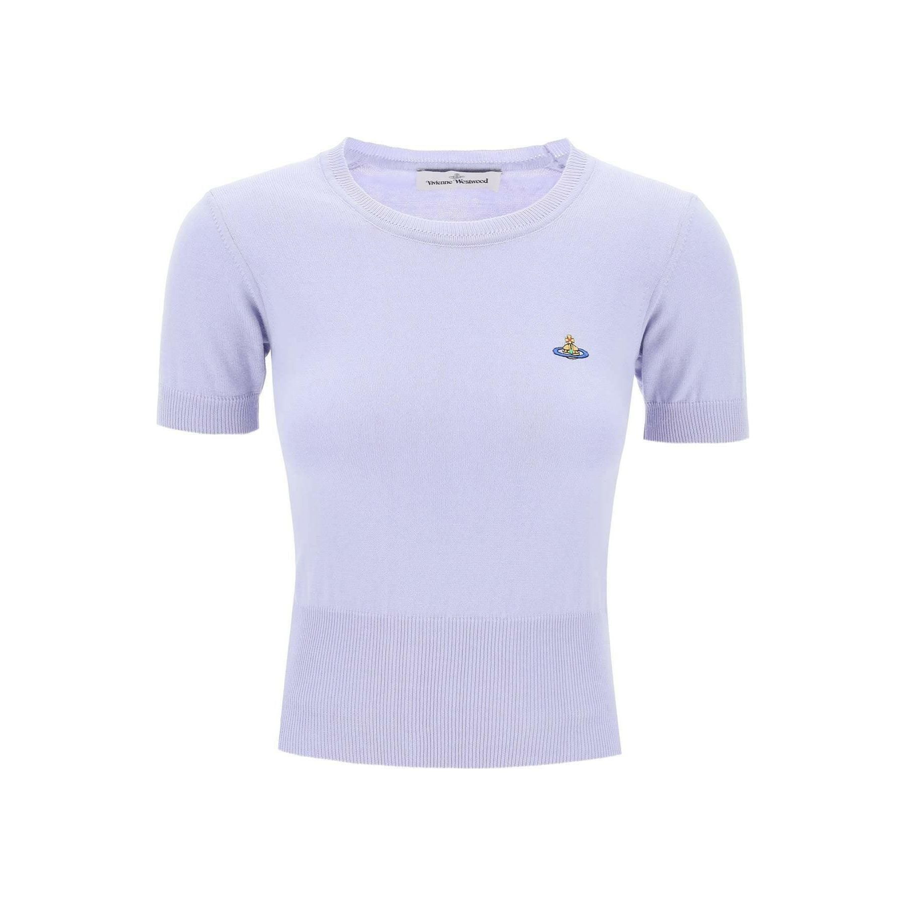 Lavender Bea Short Sleeve Cotton Sweater With Orb Embroidery VIVIENNE WESTWOOD JOHN JULIA.