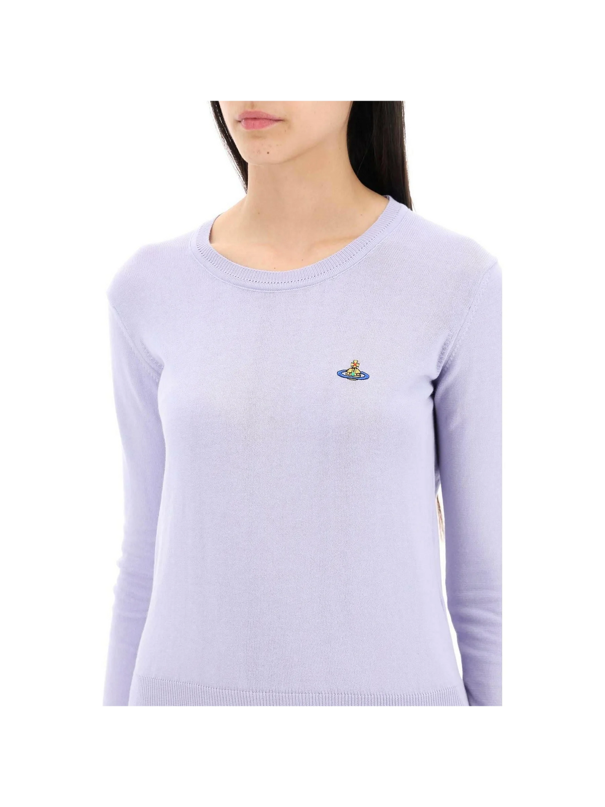 Lavender Cotton Orb Logo Embroidered Crew-Neck Pullover VIVIENNE WESTWOOD JOHN JULIA.