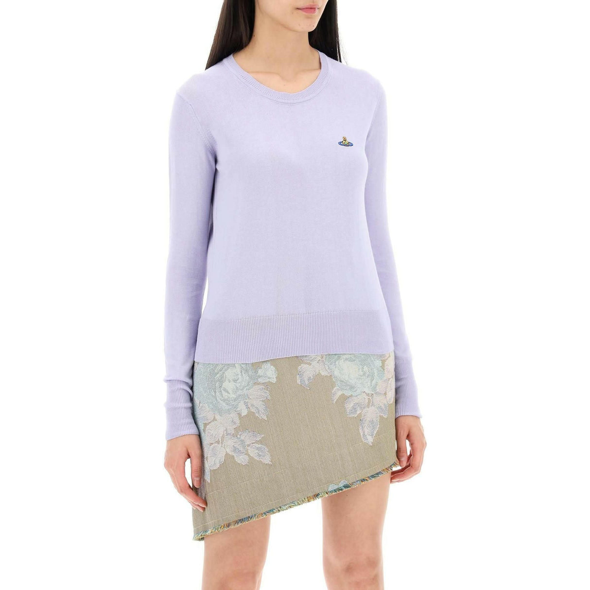 Lavender Cotton Orb Logo Embroidered Crew-Neck Pullover VIVIENNE WESTWOOD JOHN JULIA.