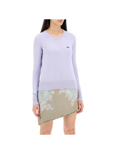 Lavender Cotton Orb Logo Embroidered Crew-Neck Pullover VIVIENNE WESTWOOD JOHN JULIA.