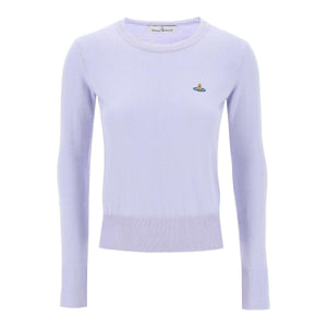 Lavender Cotton Orb Logo Embroidered Crew-Neck Pullover VIVIENNE WESTWOOD JOHN JULIA.