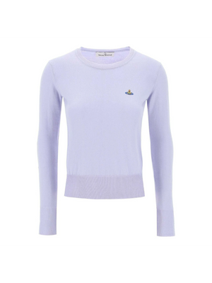 Lavender Cotton Orb Logo Embroidered Crew-Neck Pullover VIVIENNE WESTWOOD JOHN JULIA.