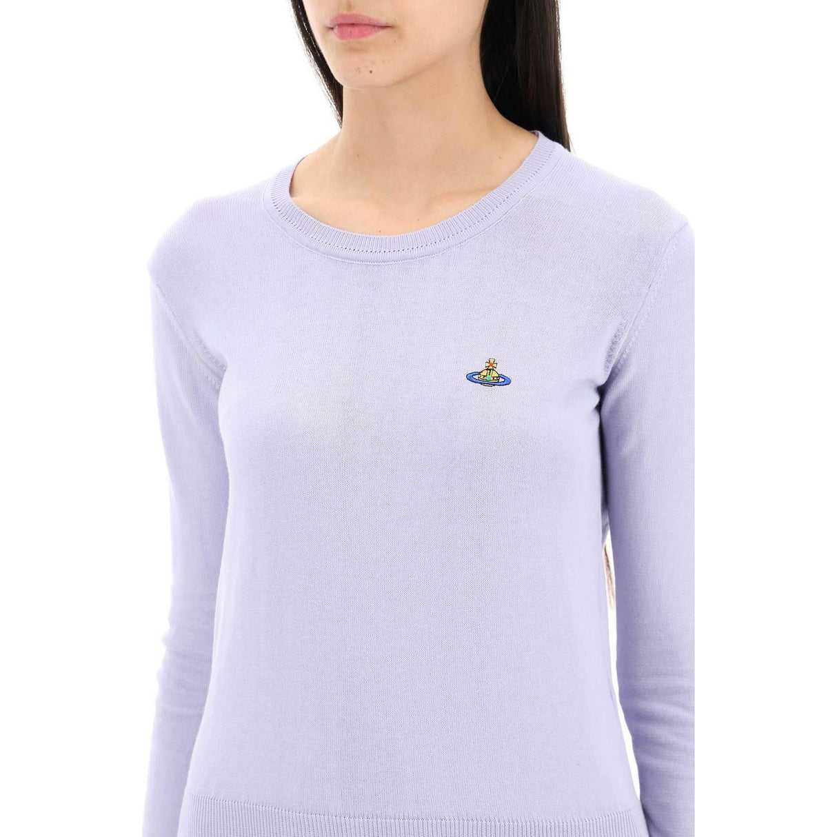 Lavender Cotton Orb Logo Embroidered Crew-Neck Pullover VIVIENNE WESTWOOD JOHN JULIA.