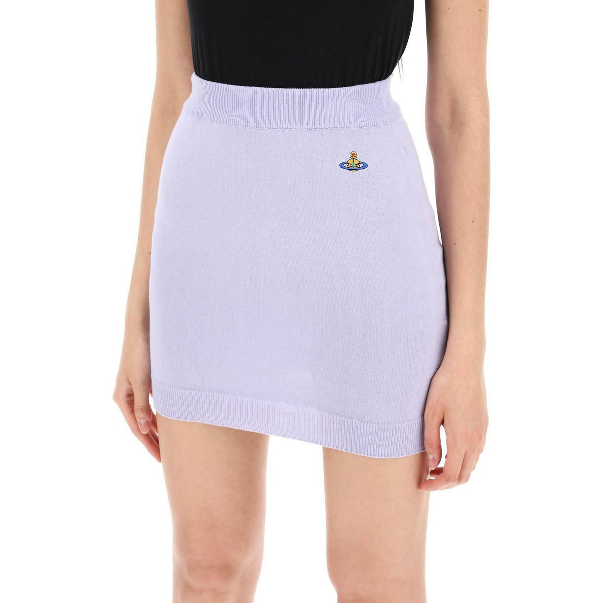 Lavender Embroidered Orb Cotton Bea Mini Skirt VIVIENNE WESTWOOD JOHN JULIA.