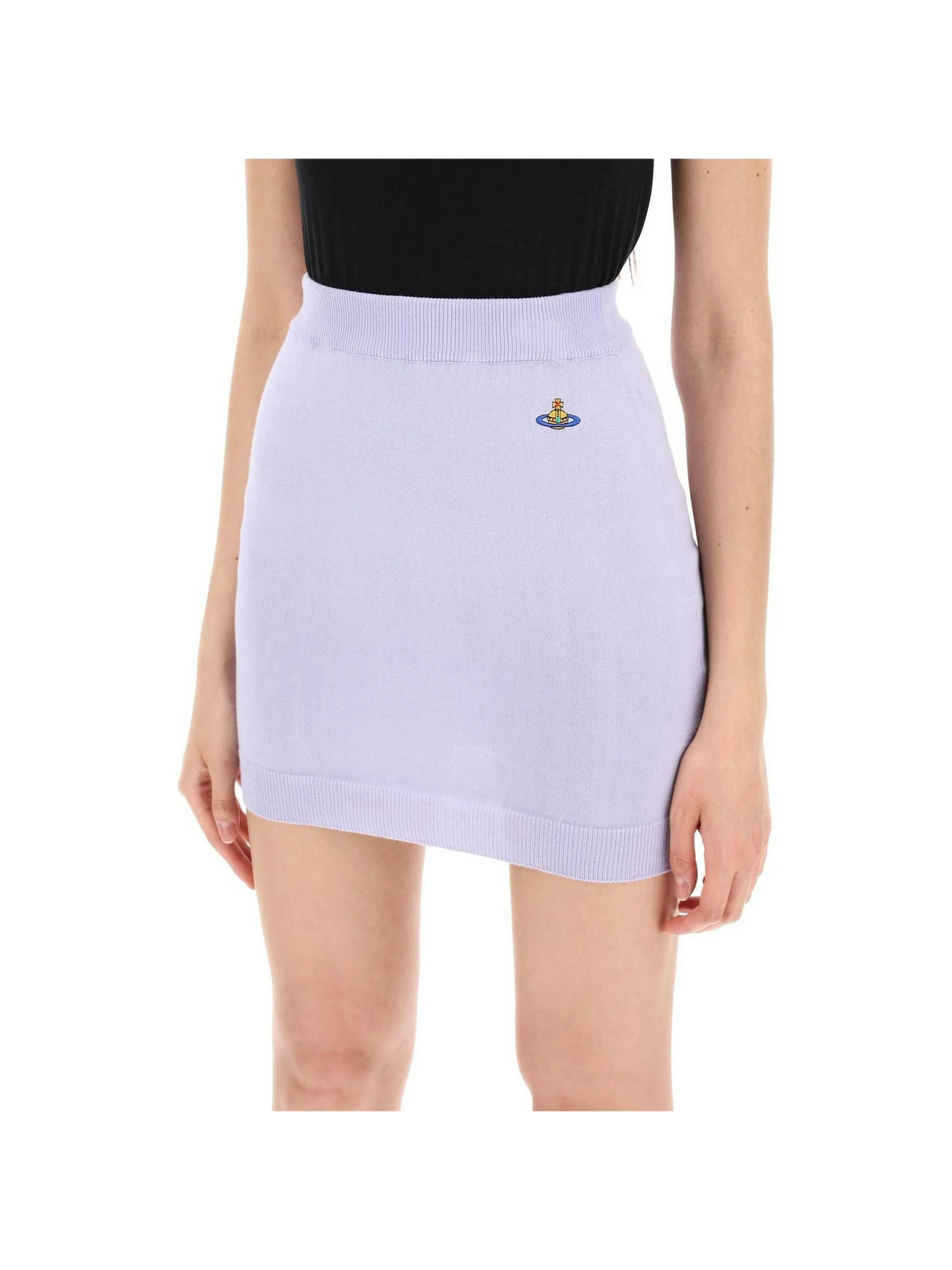 Lavender Embroidered Orb Cotton Bea Mini Skirt VIVIENNE WESTWOOD JOHN JULIA.