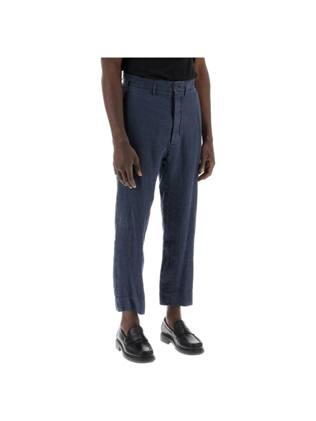 VIVIENNE WESTWOOD-Navy Dyed Linen Cropped Cruise Pants-JOHN JULIA