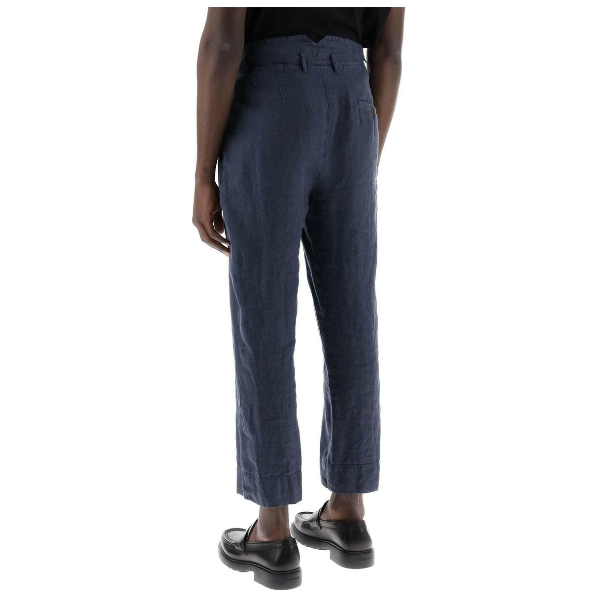 Navy Dyed Linen Cropped Cruise Pants VIVIENNE WESTWOOD JOHN JULIA.