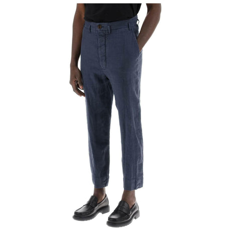 Navy Dyed Linen Cropped Cruise Pants VIVIENNE WESTWOOD JOHN JULIA.