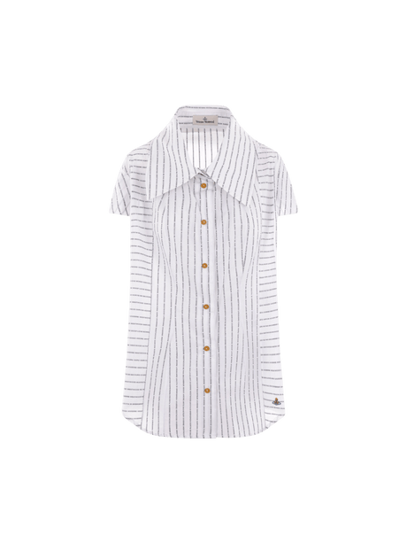 Printed Poplin Short-sleeved Shirt-VIVIENNE WESTWOOD-JOHN JULIA