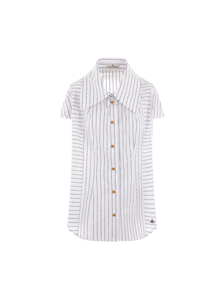 Printed Poplin Short-sleeved Shirt-VIVIENNE WESTWOOD-JOHN JULIA