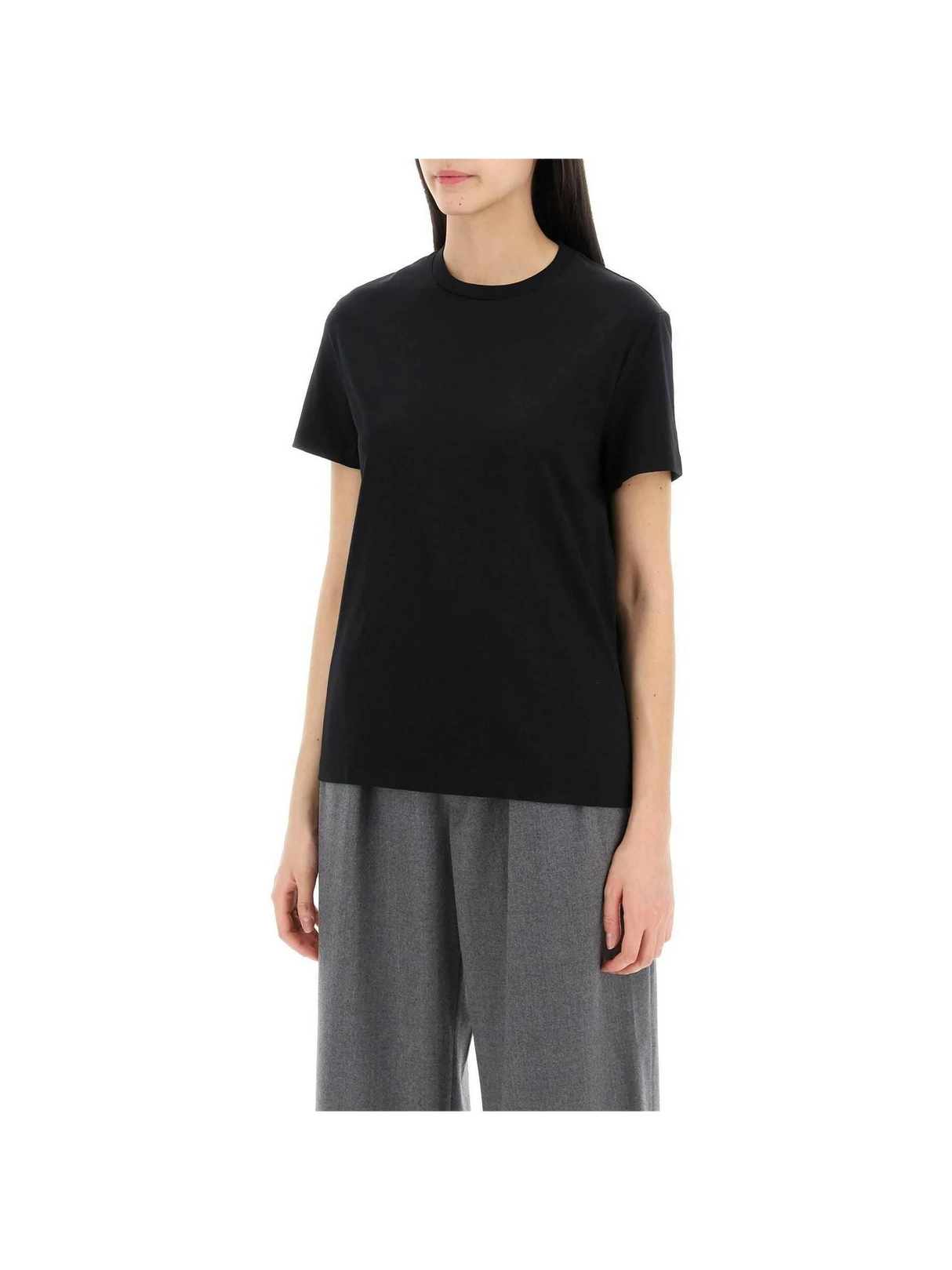 Black Cotton Boxy Crewneck T-Shirt WARDROBE.NYC JOHN JULIA.