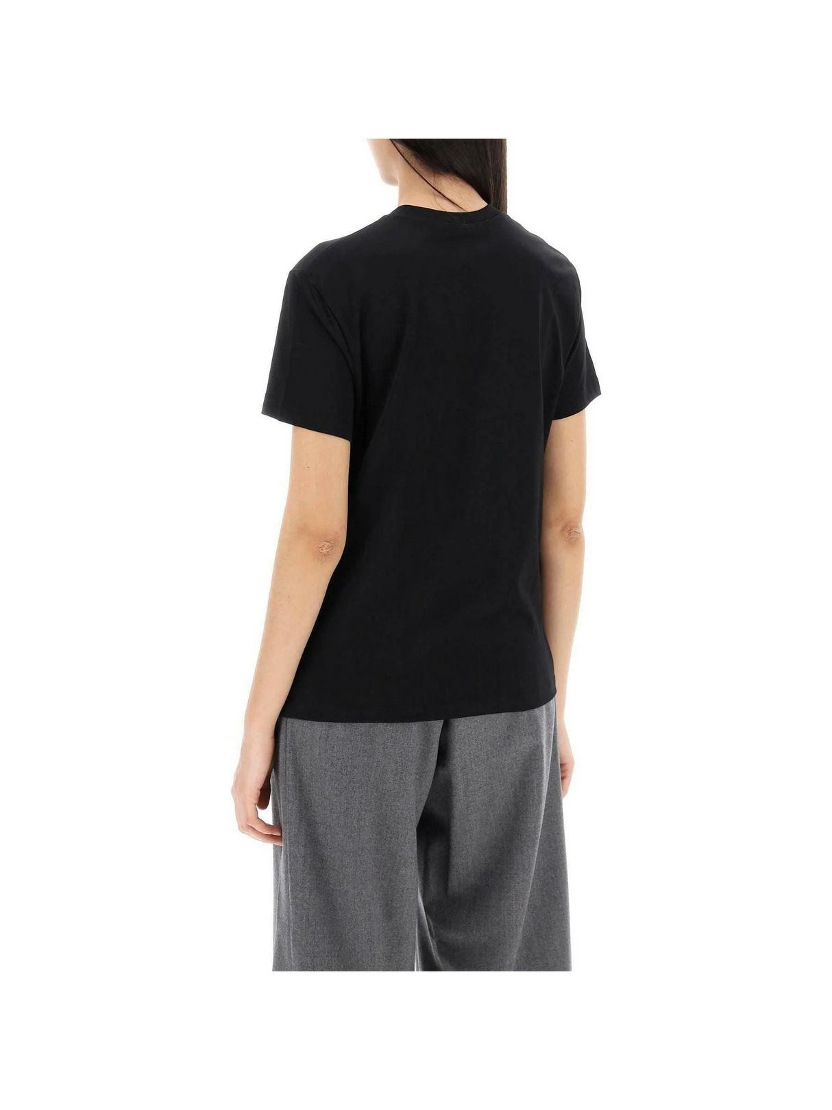 Black Cotton Boxy Crewneck T-Shirt WARDROBE.NYC JOHN JULIA.