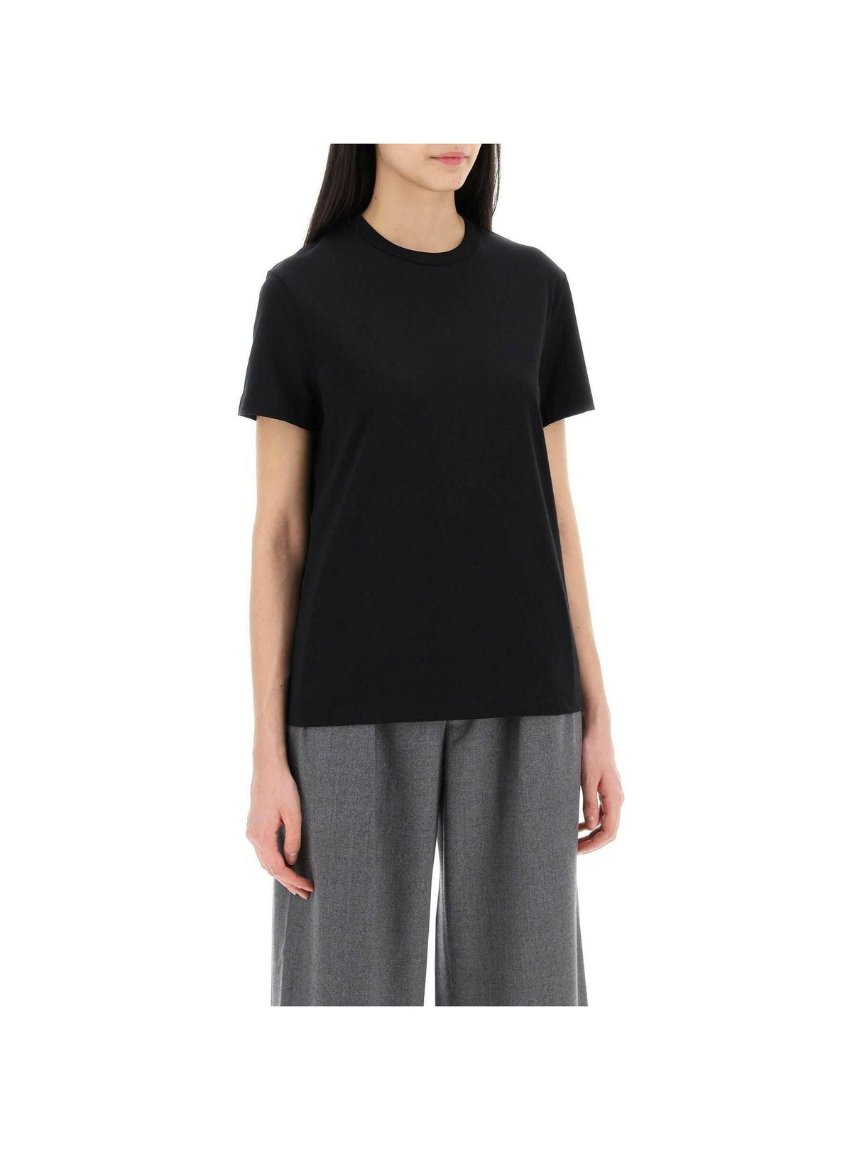 Black Cotton Boxy Crewneck T-Shirt WARDROBE.NYC JOHN JULIA.