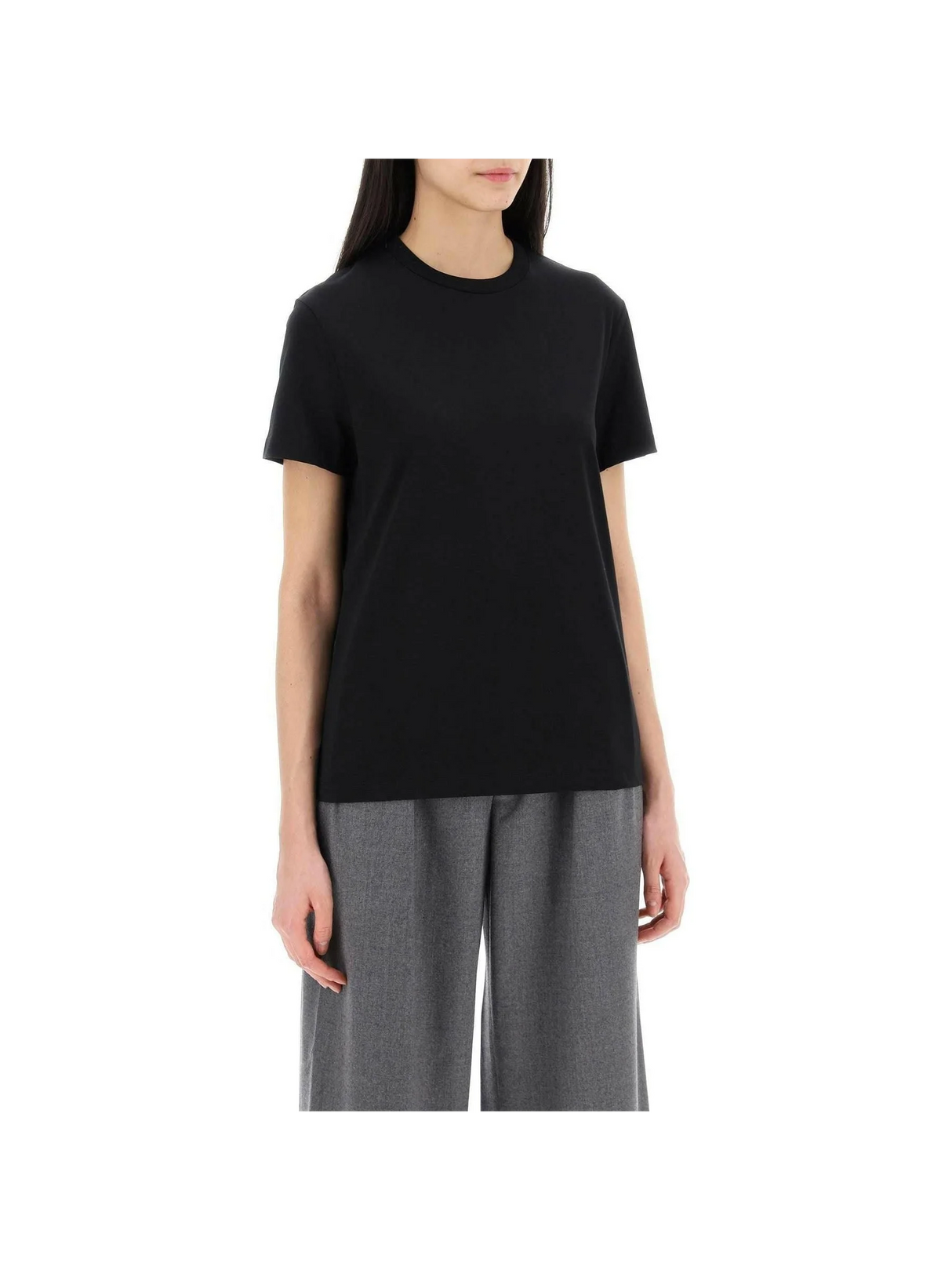 Black Cotton Boxy Crewneck T-Shirt WARDROBE.NYC JOHN JULIA.