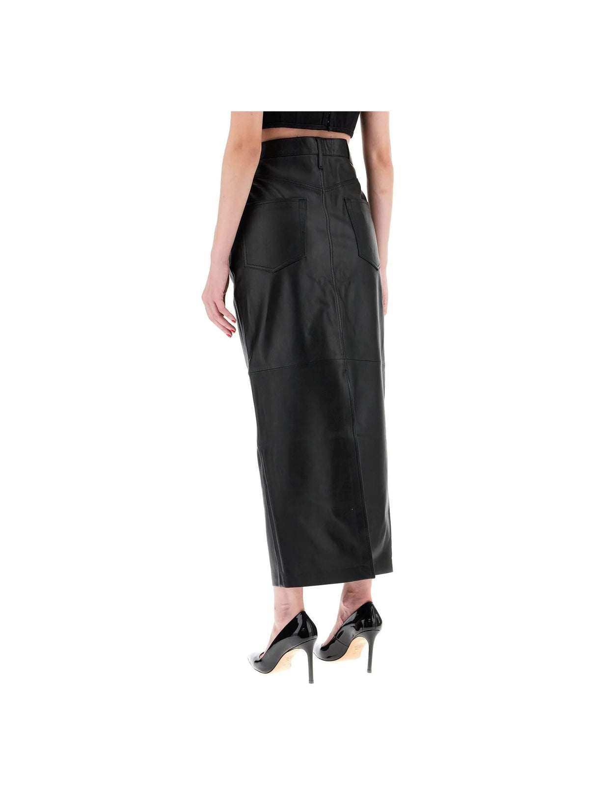 Column Leather Skirt-WARDROBE.NYC-JOHN JULIA