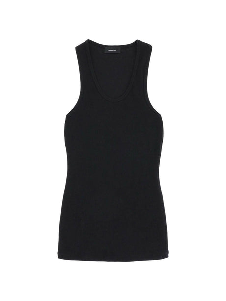 Black Ribbed Cotton Jersey Tank Top WARDROBE.NYC JOHN JULIA.