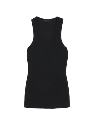 Black Ribbed Cotton Jersey Tank Top WARDROBE.NYC JOHN JULIA.