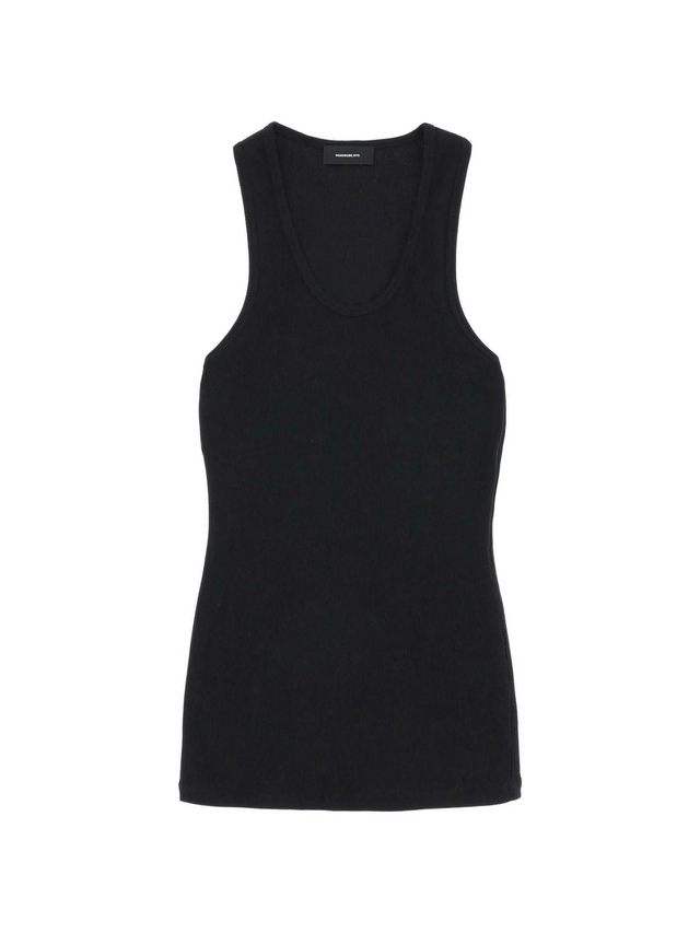 Black Ribbed Cotton Jersey Tank Top WARDROBE.NYC JOHN JULIA.