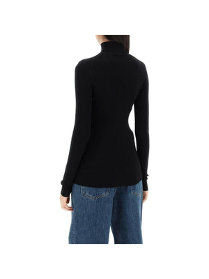 Black Ribbed Wool Turtleneck Sweater WARDROBE.NYC JOHN JULIA.