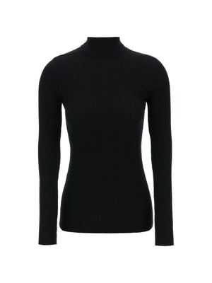 Black Ribbed Wool Turtleneck Sweater WARDROBE.NYC JOHN JULIA.