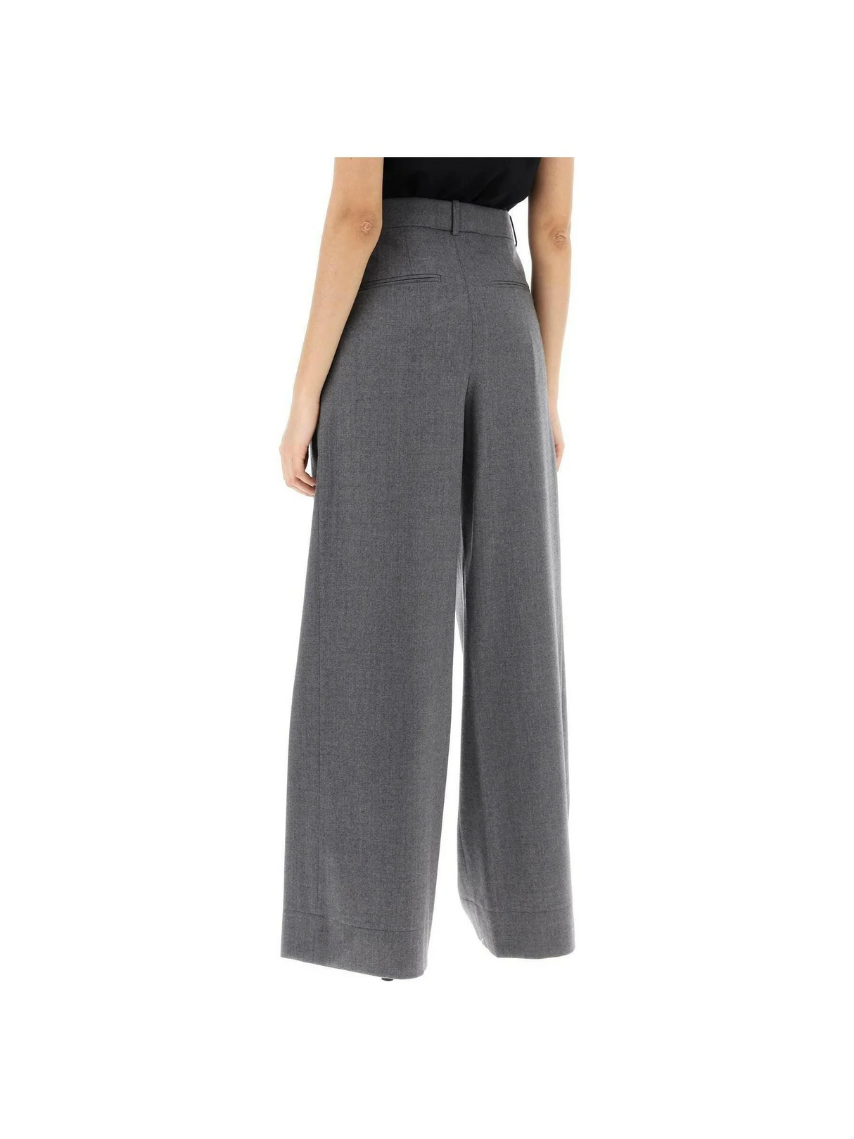 Wide-Leg Wool Flannel Trousers-WARDROBE.NYC-JOHN JULIA