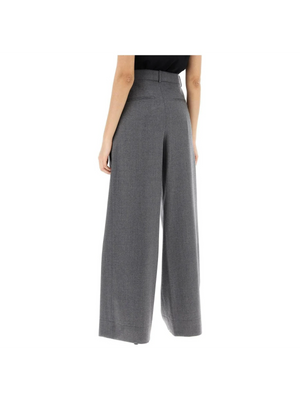 Wide-Leg Wool Flannel Trousers-WARDROBE.NYC-JOHN JULIA