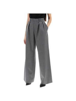 Wide-Leg Wool Flannel Trousers-WARDROBE.NYC-JOHN JULIA