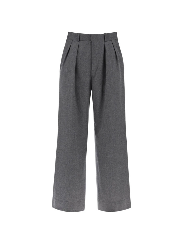 Wide-Leg Wool Flannel Trousers-WARDROBE.NYC-JOHN JULIA