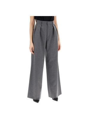 Wide-Leg Wool Flannel Trousers-WARDROBE.NYC-JOHN JULIA