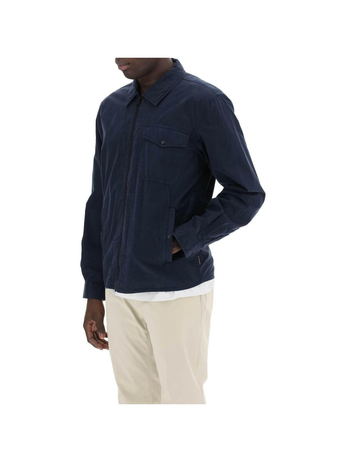 Melton Blue Garment-Dyed Cotton Overshirt WOOLRICH JOHN JULIA.