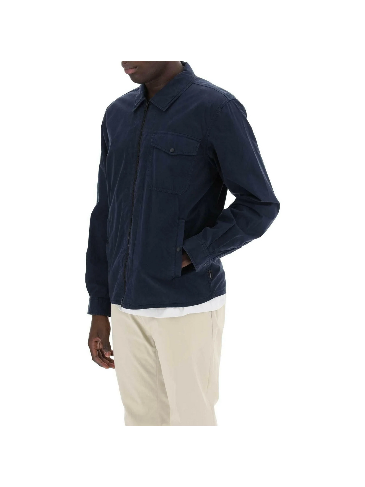 Melton Blue Garment-Dyed Cotton Overshirt WOOLRICH JOHN JULIA.