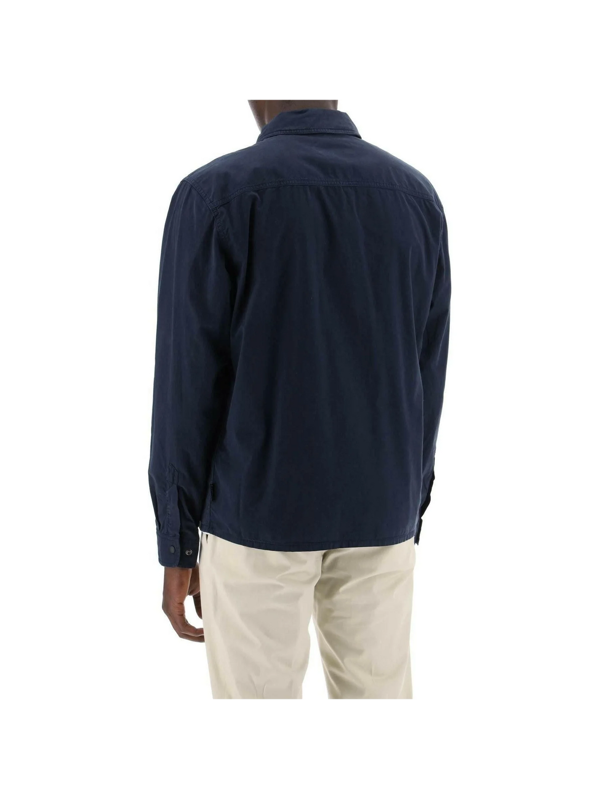 Melton Blue Garment-Dyed Cotton Overshirt WOOLRICH JOHN JULIA.