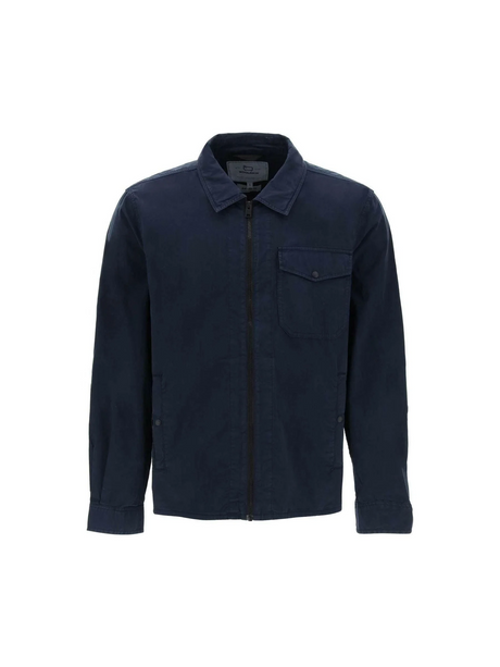 Melton Blue Garment-Dyed Cotton Overshirt WOOLRICH JOHN JULIA.