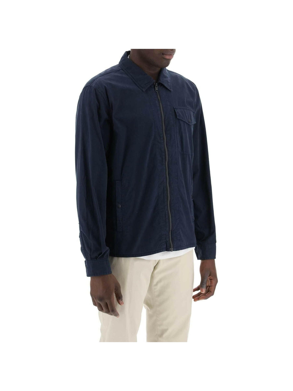 Melton Blue Garment-Dyed Cotton Overshirt WOOLRICH JOHN JULIA.