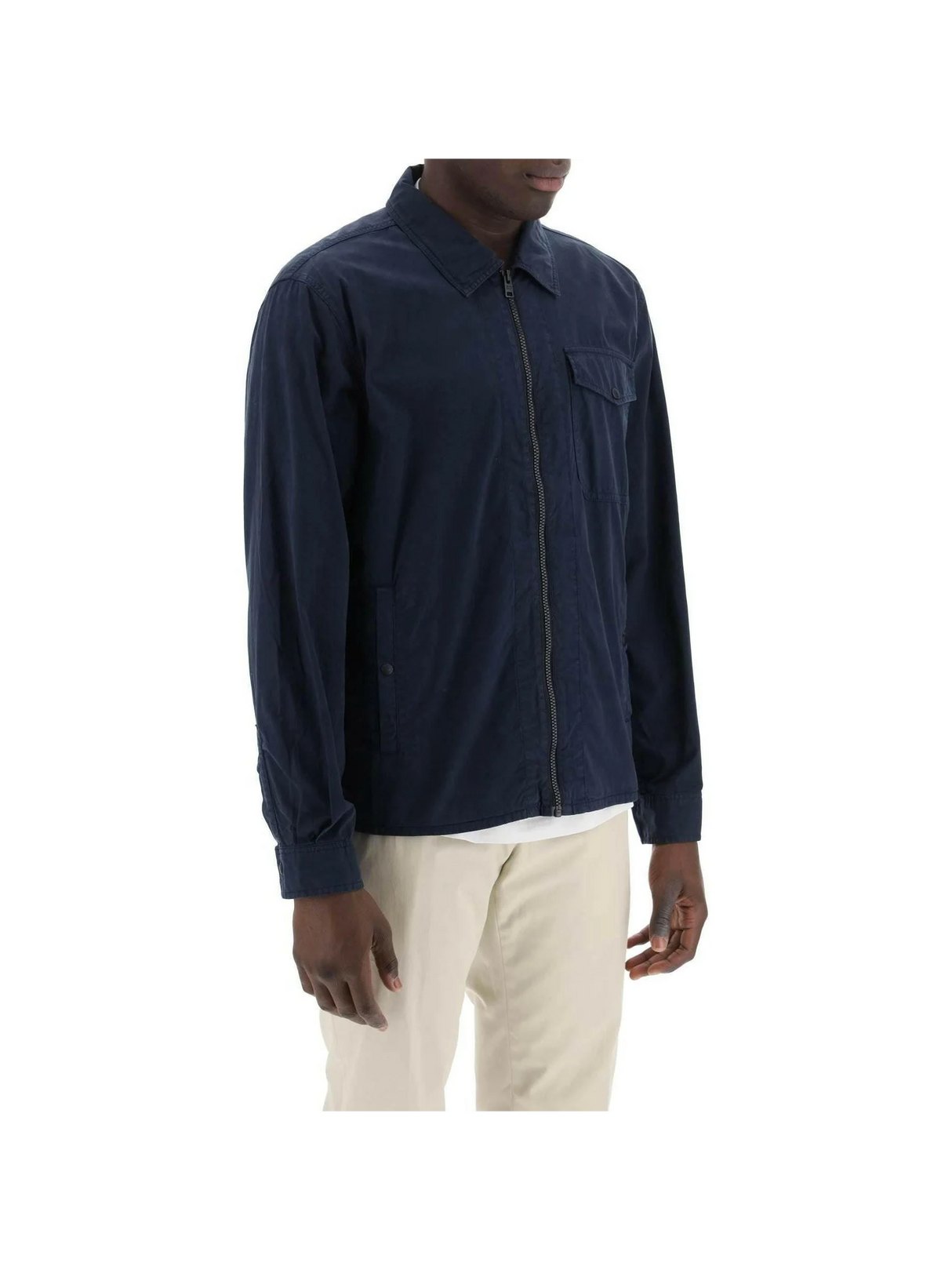 Melton Blue Garment-Dyed Cotton Overshirt WOOLRICH JOHN JULIA.