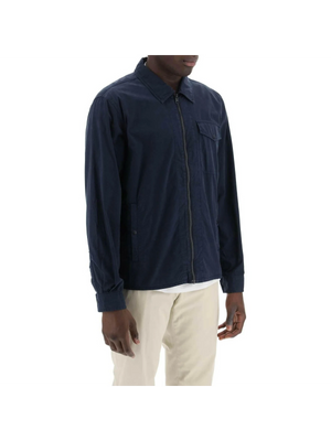 Melton Blue Garment-Dyed Cotton Overshirt WOOLRICH JOHN JULIA.