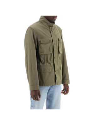 WOOLRICH-Olive Cotton-Linen Blend Field Jacket-JOHN JULIA