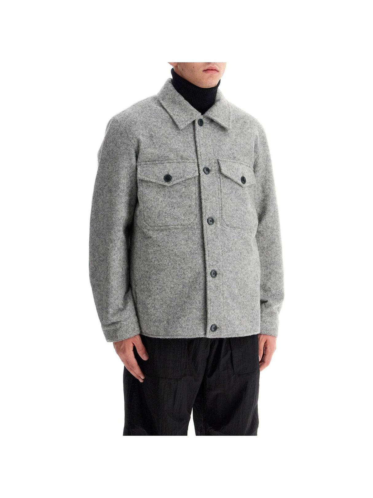 Reflective Wool Blend Shirt Jacket