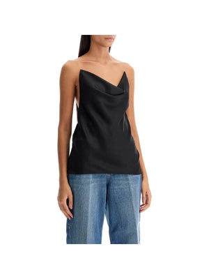 Draped Neckline Satin Top-Y/PROJECT-JOHN JULIA