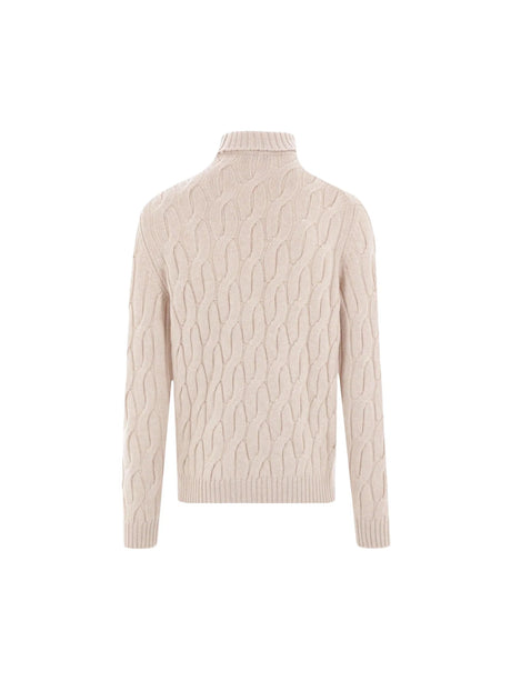 Wool Cable-knit Turtleneck-ZANONE-JOHN JULIA