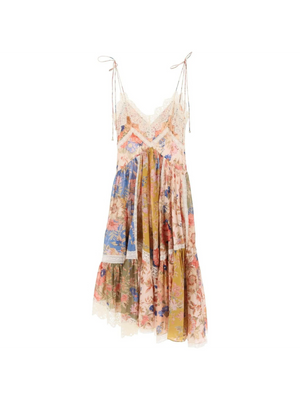 August Asymmetric Cotton Slip Dress With Lace Trims ZIMMERMANN JOHN JULIA.