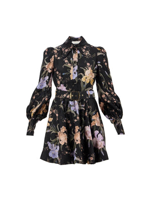 Eden Floral Silk Belted Shirt Dress - 000 - Women > Clothing > Dresses > Mini