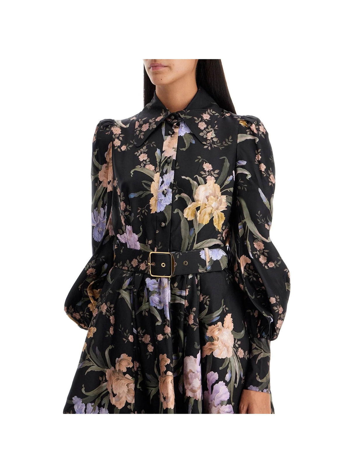 Eden Floral Silk Belted Shirt Dress - Women > Clothing > Dresses > Mini