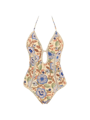 Floral Junie Crochet Edge One-Piece Swimsuit.